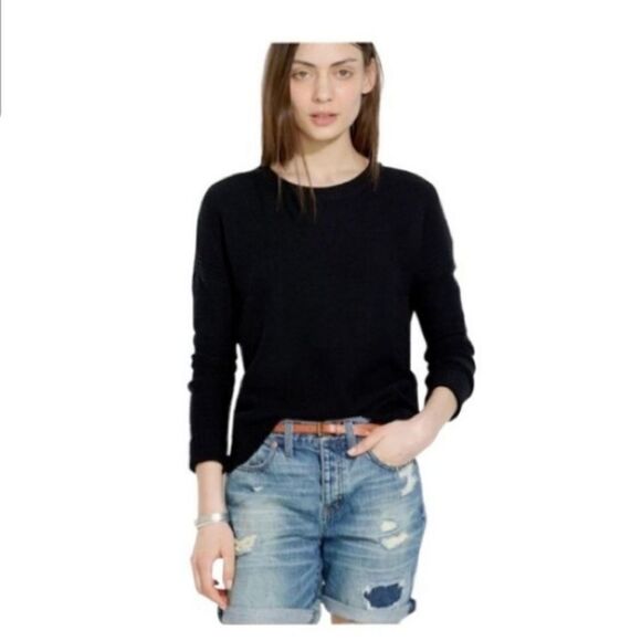 Madewell black texturework ribbed knit sweater sz XS - Picture 1 of 5
